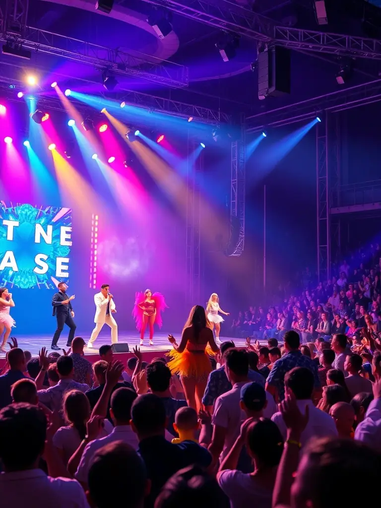 A photograph of a cultural event organized by Mandoline River, featuring performers and attendees, emphasizing the organization's role in promoting cultural engagement.