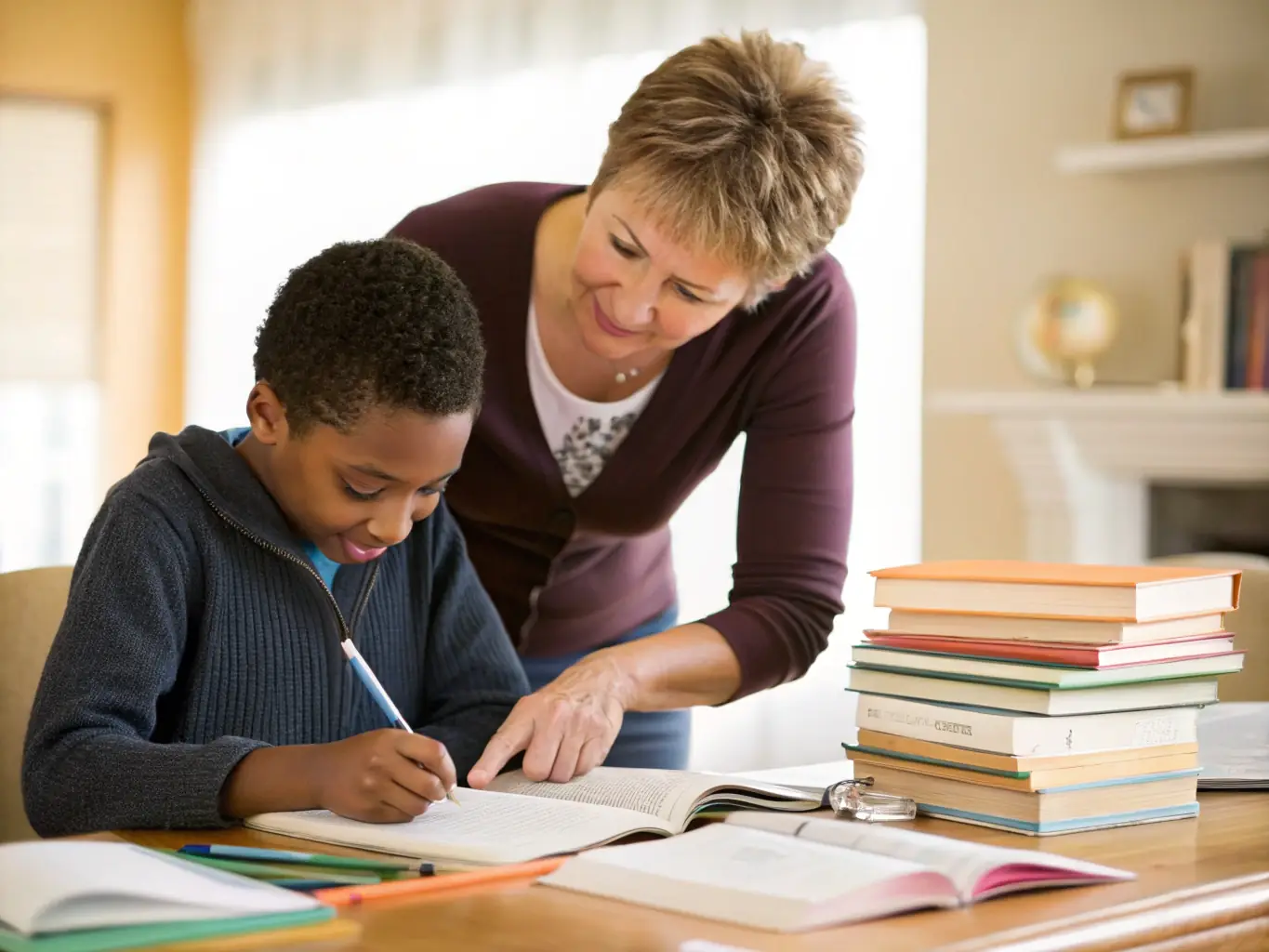 An inspiring image of a mentor guiding a young artist in a studio setting, highlighting the personalized support and guidance offered through MANDOLINE RIVER's mentorship program.